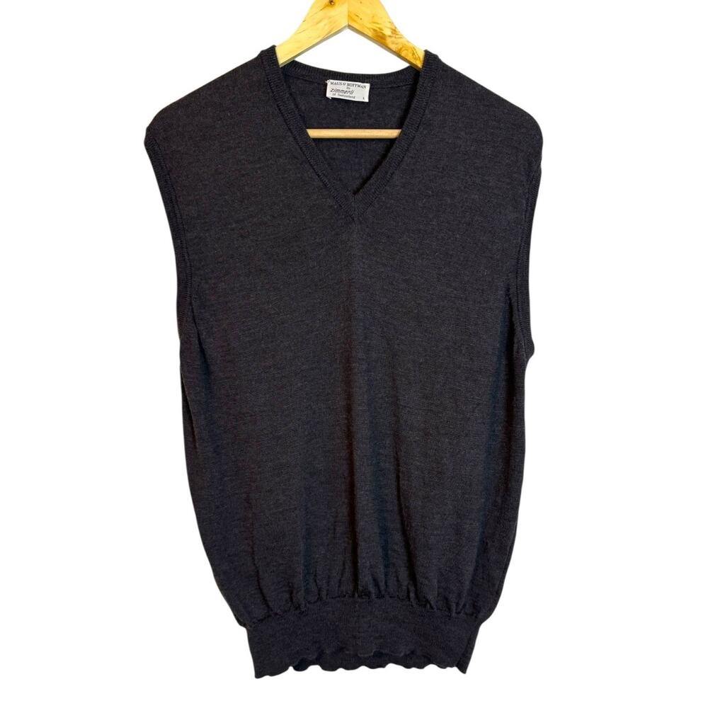 Maus & Hoffman by Zimmerli of Switzerland Gray Virgin Wool Sweater Vest Large